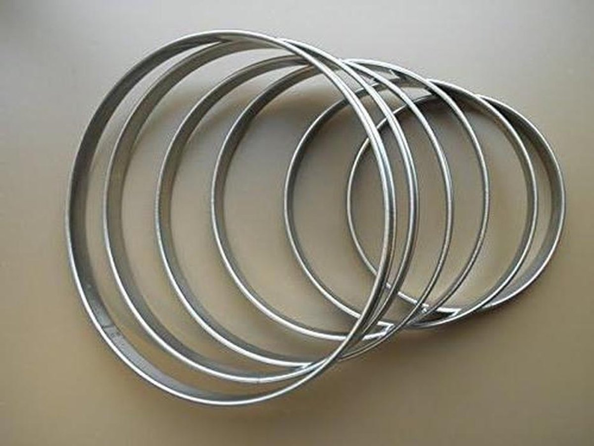 Taartcirkels Set - Bakringen - Taarten Maken - Verstelbare Maten - 6 Stuks 18-28cm - Zilver