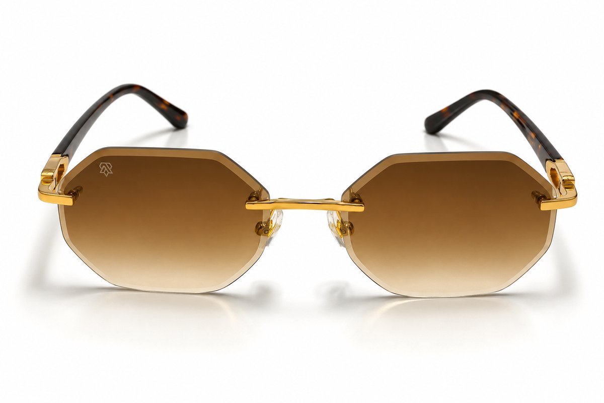 Aurelia Monaco Toscana Zonnebril Dames - Luxe Goudkleurig Montuur - Bruine Verloopglazen - Inclusief Brillenhoes