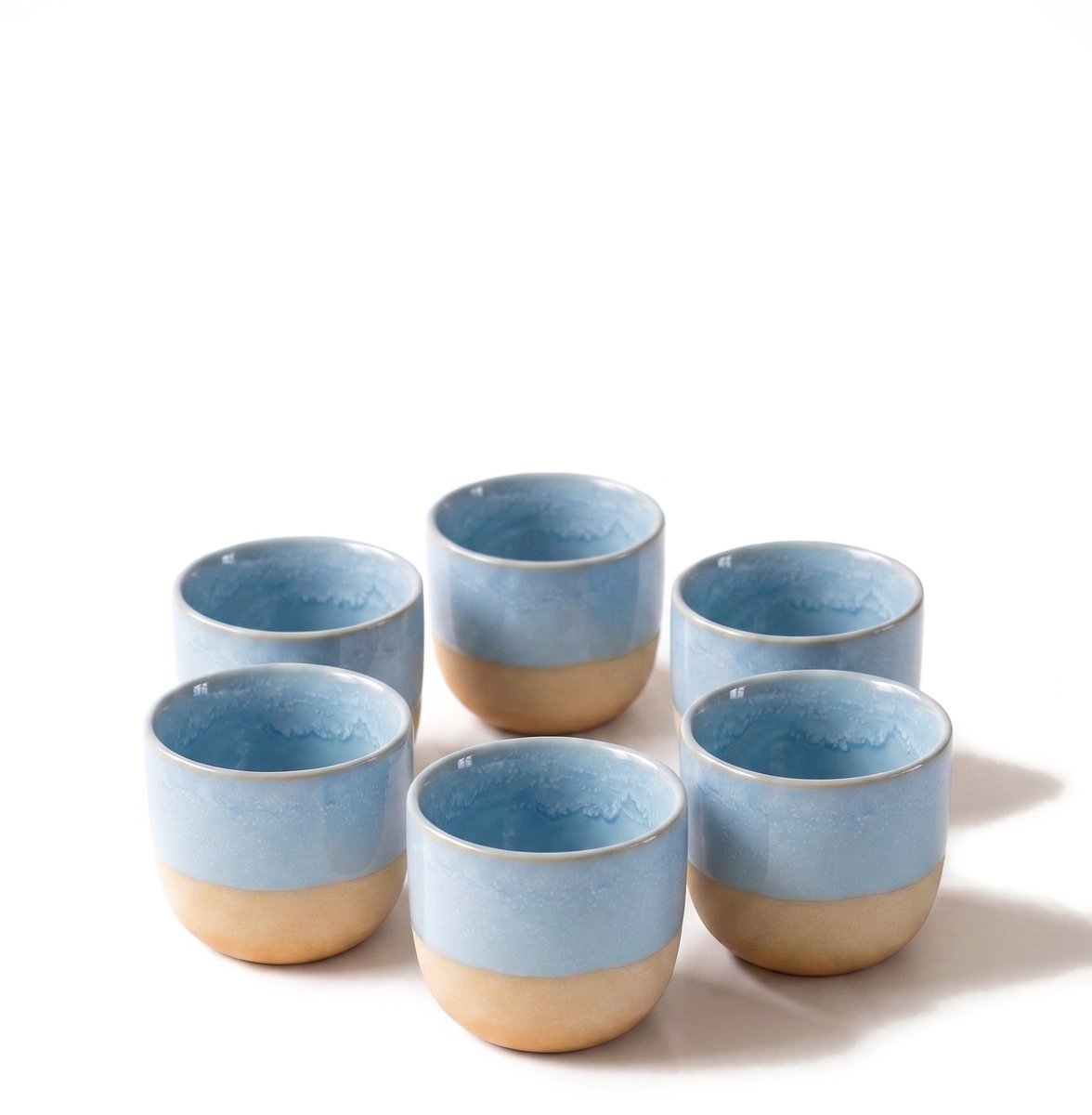Proefer 6x Lichtblauw Keramieken Koffiekopjes – 180ml – Theekopjes Set – Steengoed Kopjes met Glazuur – Vaatwasser- & Magnetronbestendig – Moderne Koffie en Thee Kopjes