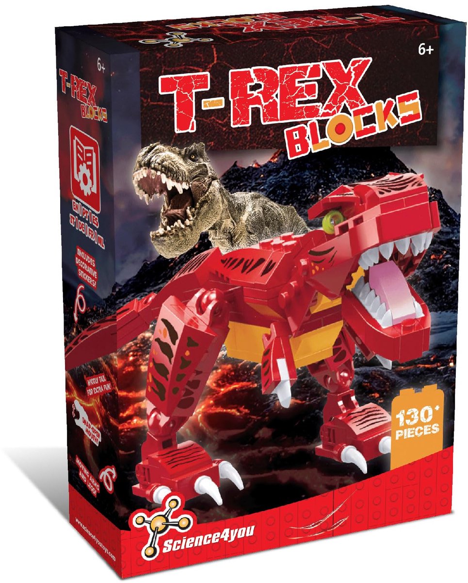 Science4you T-Rex Bouwpakket - Bouw je eigen Dinosauruspark, Veel plezier met het Bouwen van T Rex in een Jurassic Park, Bouw- en Knutselcadeau voor Kinderen 5 6 7 8+