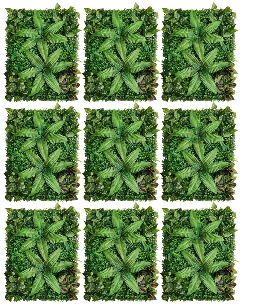 Kunstplanten Wandpanelen Set van 9 – 40x60 cm – Realistische Groene Wanddecoratie – Kunsth