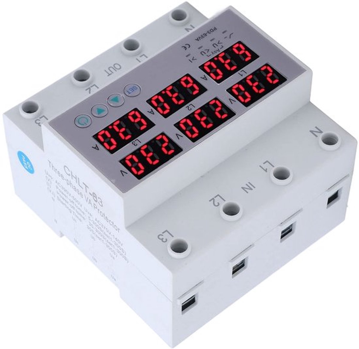 Allecto - Ac Voltmeter Ammeter - 390-500V 3-Fase - Automatische Reset