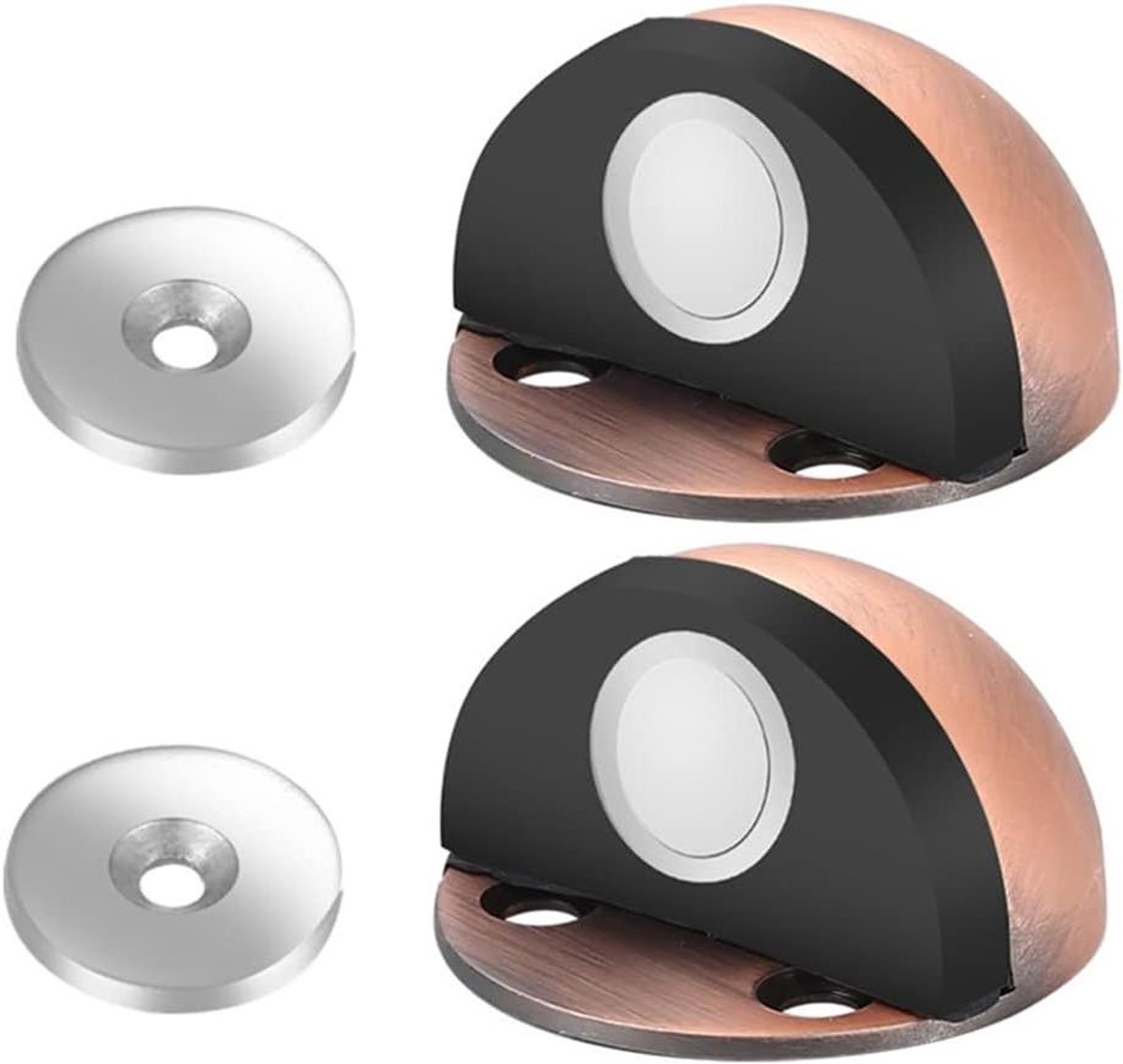 Deurwig Stopper - Magnetische Deurstop - Muren Beschermen - Roestvrij Staal - 2 Stuks - Rood Brons