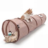 Opvouwbare Kattentunnel - Kattenspeeltunnel Incl. Speelbal - Multifunctionele Speeltunnel Kat - Lichtgewicht Tunnel Kat - Katten Speelgoed - Kattenspeeltjes - Kat Tunnel - Kitten Speelgoed - Kruiptunnel Kat - Huisdier Spelletjes - Beige - Pet Ville