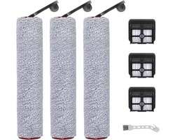 Vervangende filters en borstelrollen voor de Dreame H12 Pro nat- en droogstofzuiger – Efficiënte vervangingsfilters voor schone vloeren (【H12Pro】3 borstels, 3 filters, 1 reinigingsborstel)