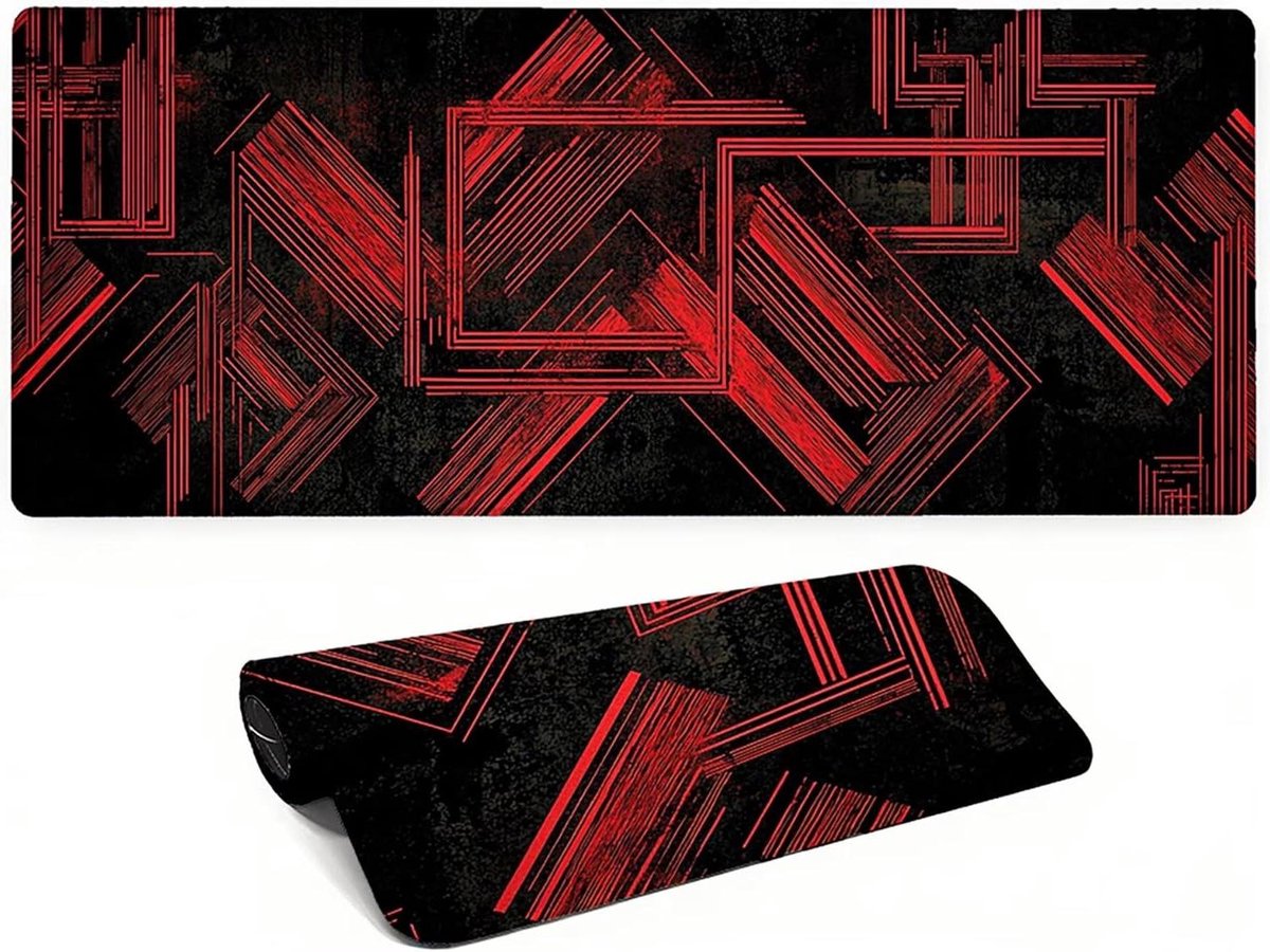 Bureauonderlegger - XXL Muismat - Werk en Gaming - Waterdicht en Antislip - 120x60 cm - Zwart Abstract