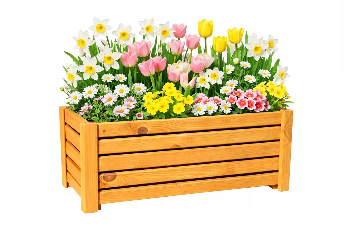 Houten bloembak tuin 60x33x25 cm lichtbruin