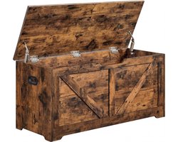 Monza Home® Zitbank met Opbergruimte - Opbergkist, Speelgoedkist en Schoenenbank in Landelijke Stijl - Vintage Bruin