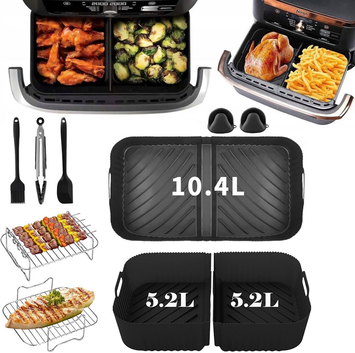 De accessoireset Airfryer Ninja Foodi Flexlade 9-delig