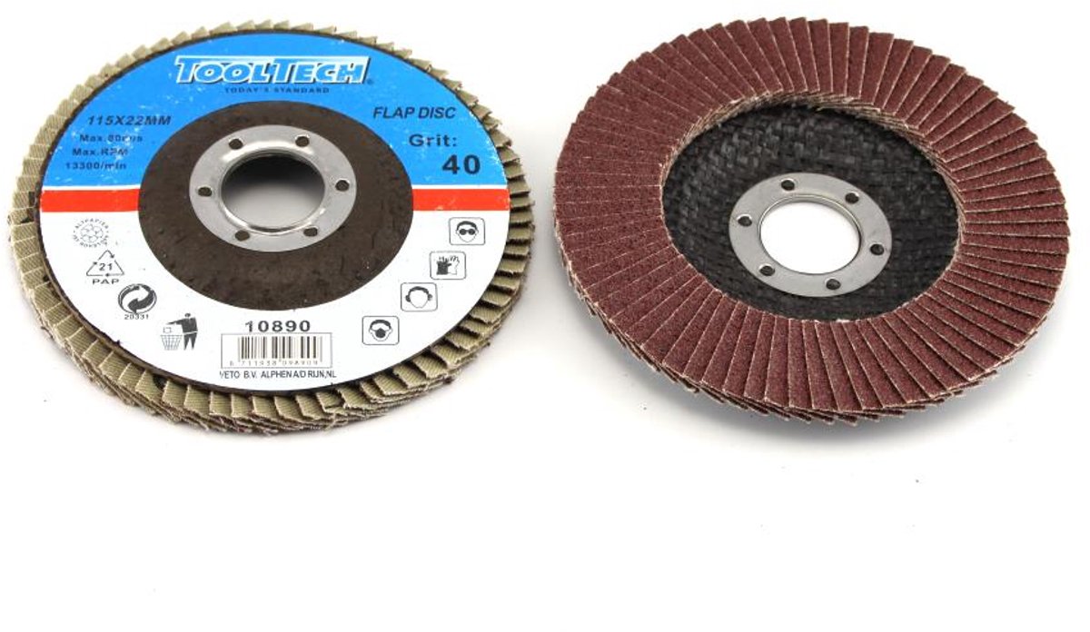 Lamellenschijf 115 mm K40 – Aluminium Oxide Schuurschijf voor Haakse Slijper – TOOLTECH
