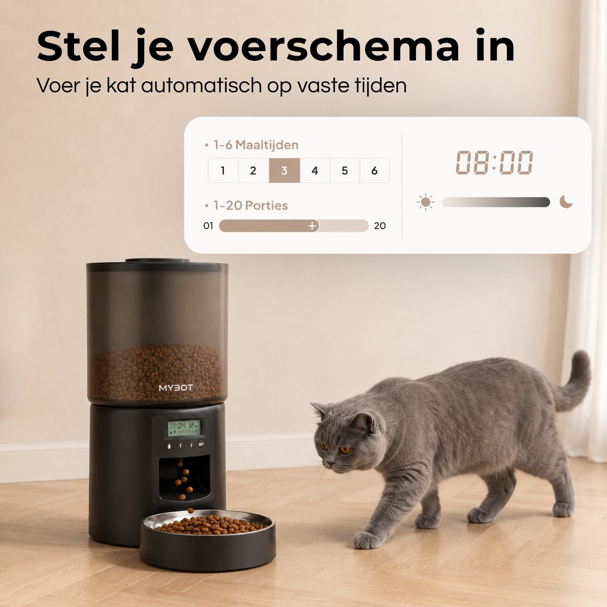 MYBOT Automatische Voerbak 4L - Tot 6 Voedmomenten thumbnail 2