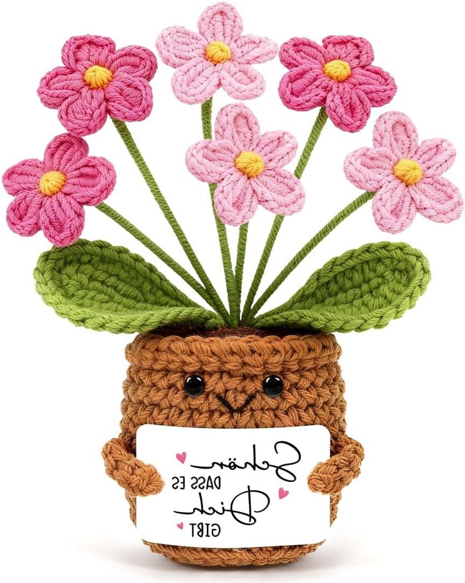 Gehaakte Bloemen - Pocket Hug Cadeaus - Vrolijk Opvrolijken - Handgemaakt Detail - Kleine Decoratie - Multicolor