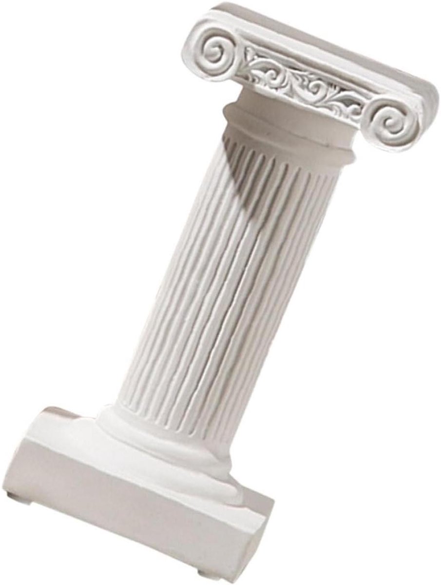 Mini Romeinse Zuil - Pilaar Decoratie - Feestelijke Decoratie - Stijlvolle Hars Constructie - 15.5 cm Hoog - Wit