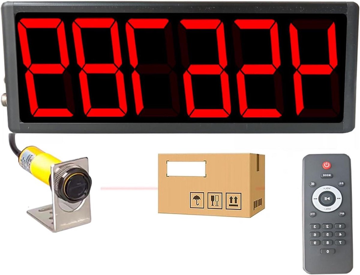 Digitale Teller - Bezoekersteller Frequentieteller - Productie Tellen - 6-cijferig display - 999999 tellen - Rood
