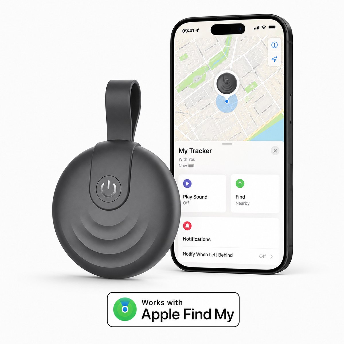 GPS Tracker - Werkt met Apple Find My - Locatie Tracker - Waterbestendig - Vervangbare batterij - Alleen Geschikt Voor IOS Apparaten -Tracker Voor fiets, auto, scooter, hond en koffer - Zwart