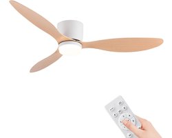 Damenzo - Ventilator - Ventilatoren - Ventilator plafond - Plafondventilator - Plafond ventilator met verlichting - 132 cm - Hout