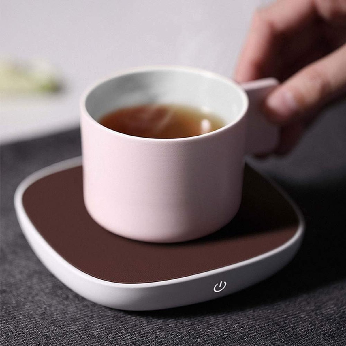 Geïsoleerde Onderzetter - Warmhoud Coaster - Dranken Warm Houden - Geïntegreerde Verwarming - 115 x 115 MM - Wit Goud