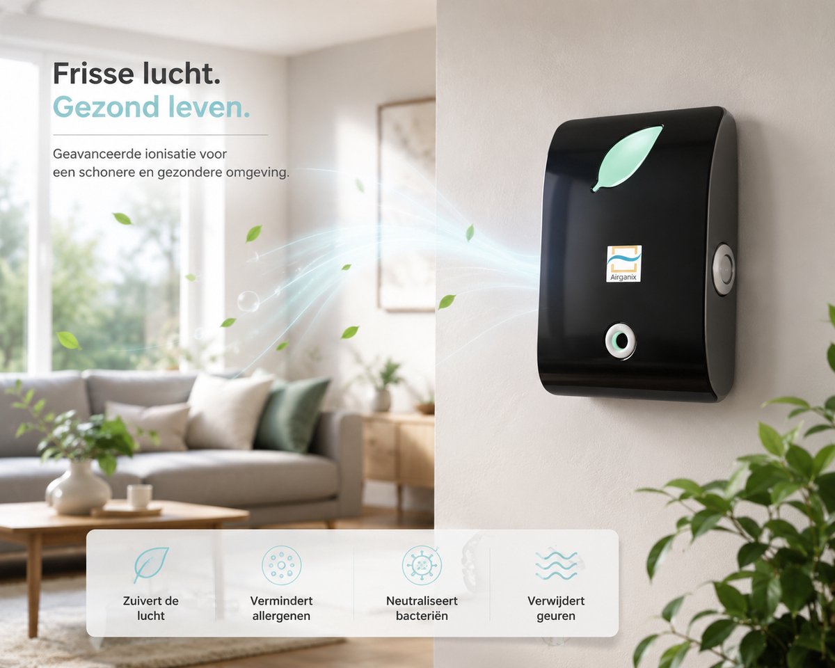 Bol.com Airganix WallCloud Ionisator Zwart. Luchtzuivering vAirganix WallCloud Ionisator Zwart – Luchtreiniger tot 50 m² – Tegen... aanbieding