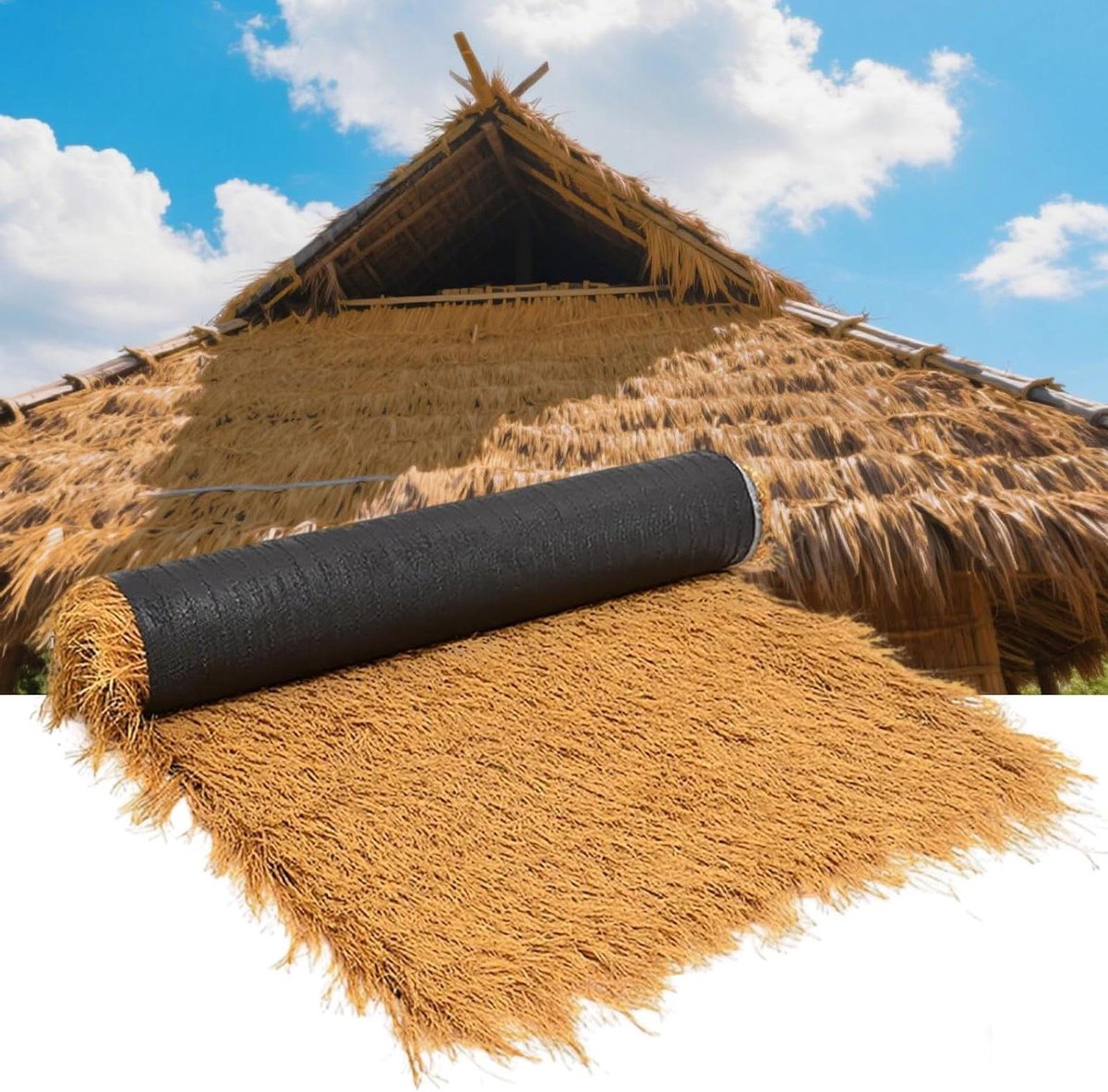 Kunstgras Dakbedekking - Synthetisch Riet - Decoratieve Afwerking - Vlamvertragend Materia