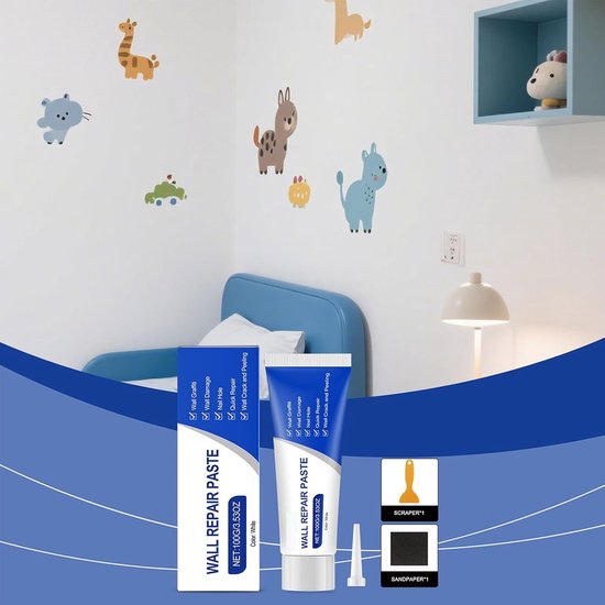 Reparatieset Wand - Gatkit Plafond - Muren Herstellen - Alles-in-één Kit - 100g Pasta - Wit — afbeelding 3