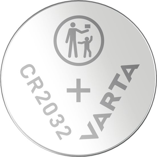 Varta CR2032 lithium knoopcel batterij met kinderbeveiliging.