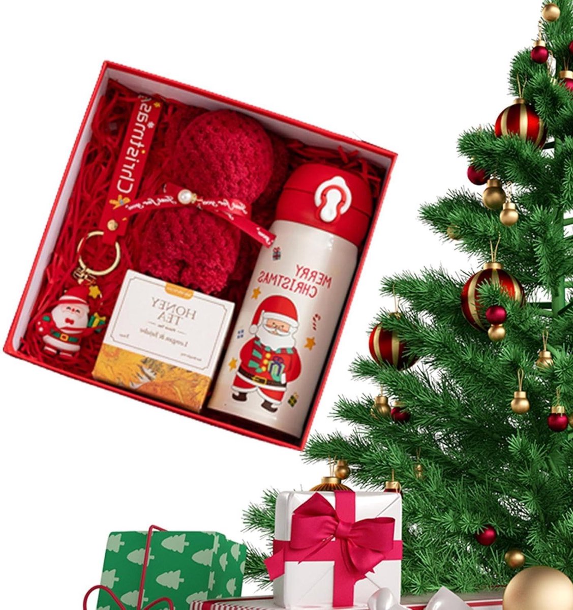 Kerst mok set - Cadeauset mokken - Feestelijke dranken - Dubbelwandige isolatie - 700 gram - Rood