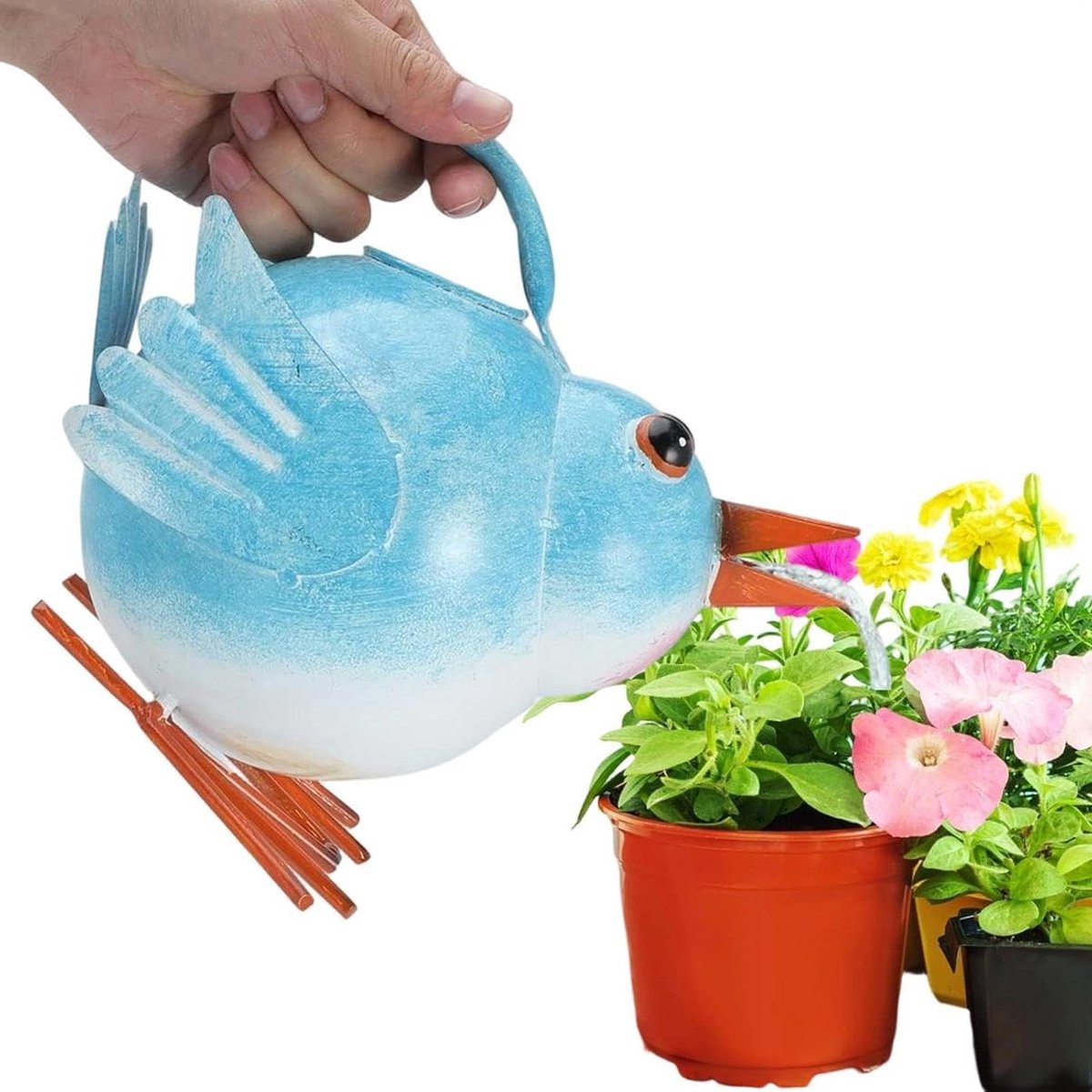 Vogel Gieter - Decoratieve Waterkan - Planten Water Geven - Roestbestendige Metalen Structuur - 1.9 Liter Capaciteit - Blauw