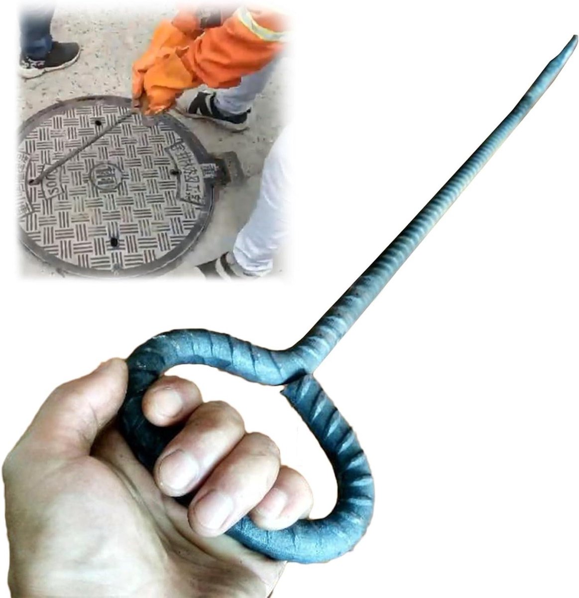 Putdeksel Lifter - Haak Tool - Riool Onderhoud - Stevig Staal Ontwerp - 60-70 Cm - Zilver