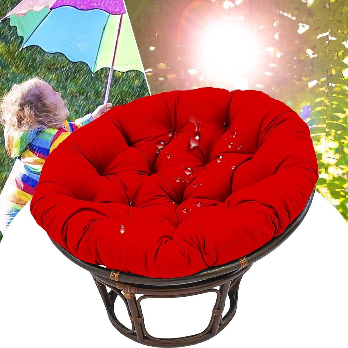 Rond Stoelkussen - Papasan Kussen - Comfortabel Zitten - Waterdichte Stof - 70x70cm - Paars