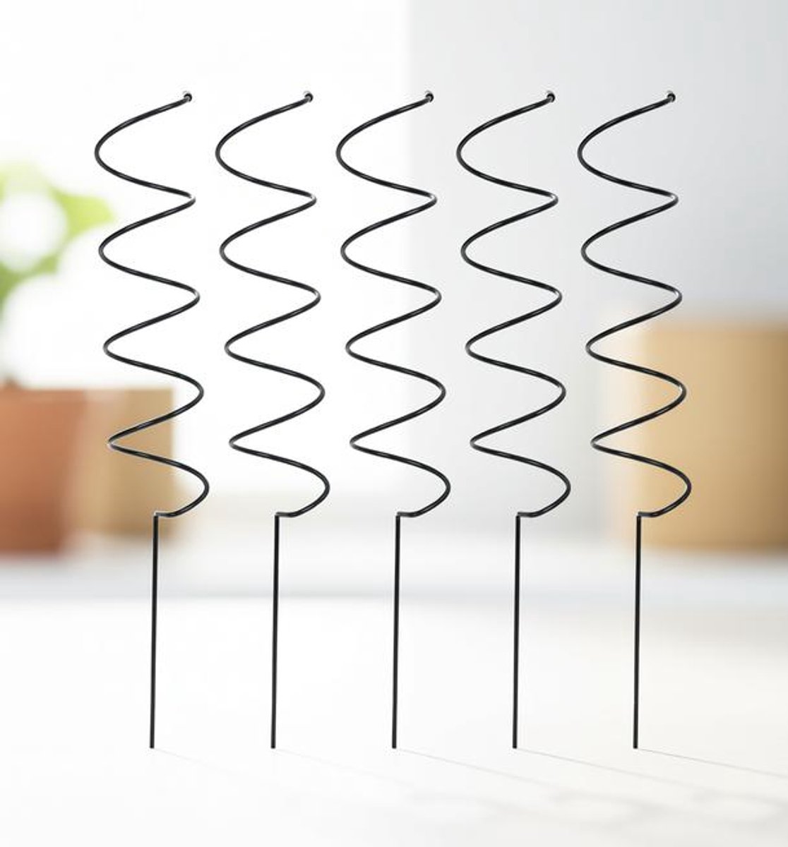 Maison Elara 5 stuks spiraalvormige plantensteunen voor tomaten en bloemen, groen 40 cm
