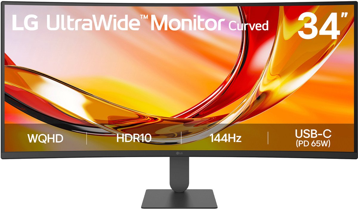 LG UltraWide 34U640B-B - WQHD VA Monitor - USB-C 65W - 1800R Cruved - 144hz - 34 inch