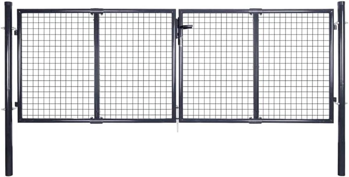 Tuinhek - Dubbele poort - Toegang Afschermen - Roestbestendig staal - 289 x 75 cm - Antrac