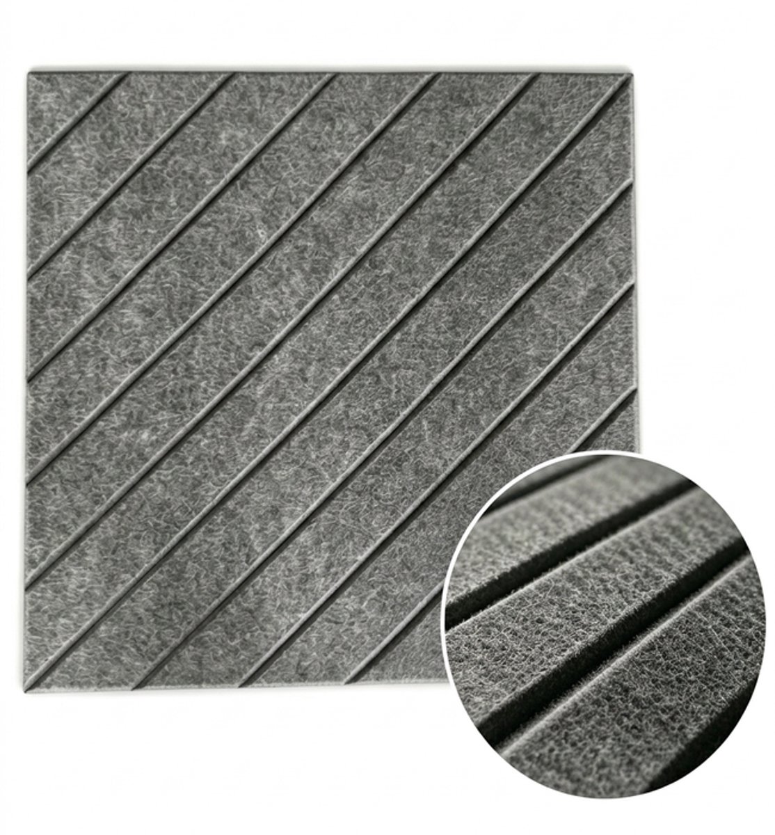 IVOL Akoestisch wandpaneel - 5 stuks - 60x60cm - Lijnmotief Antraciet - Wandpanelen