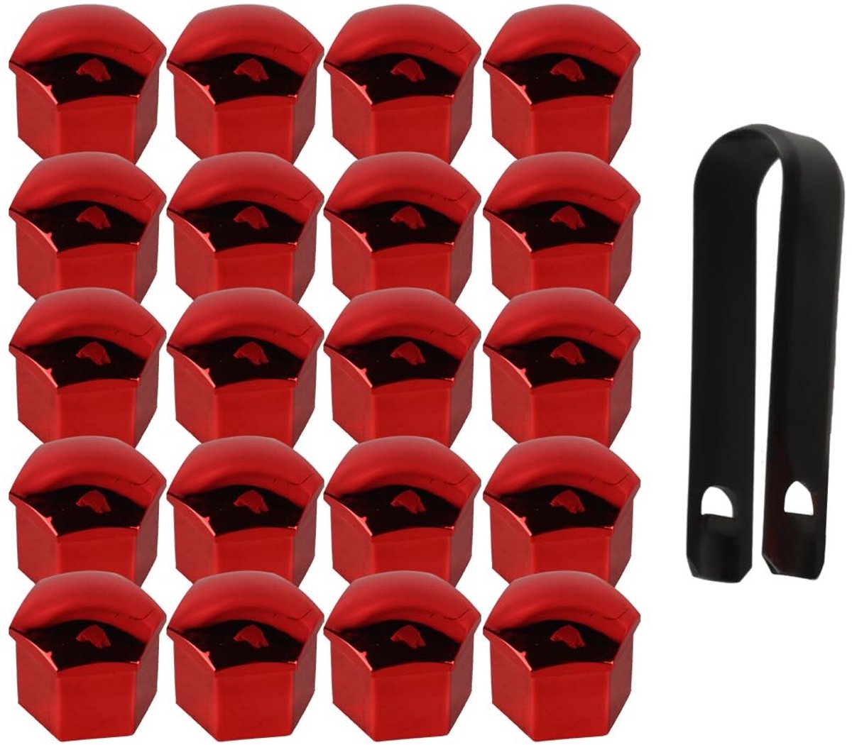 Dailygoods- Wielmoerdoppen 20 Stuks - Stofdichte Afdekking - Clip Inclusief - Kunststof - 19mm - Rood - Naafdoppen