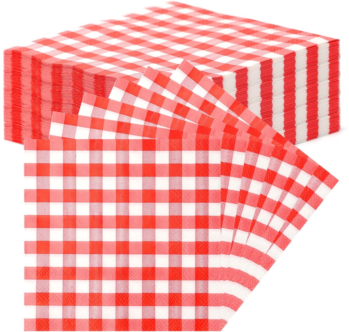 Papieren Servetten - Rood Wit Geruit - Feestelijke Decoratie - 40 Stuks Set - 25 x 25 cm