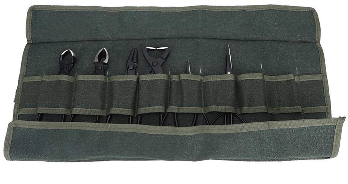 Dailygoods- Bonsai Tool Kit 7 Stuks - Hoogwaardige Stalen Scharen - Tuingereedschap Set - Comfortabele Opbergtas - Efficiënt Snoeien - Duurzaam en Slijtvast