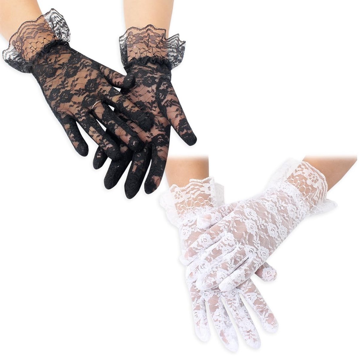 Dailygoods- Dameshandschoenen Elegante Kanten - Lange Handschoenen - Vintage Opera - Bruiloft/Feestaccessoires - Onderhoudsvriendelijk - Universele Maat