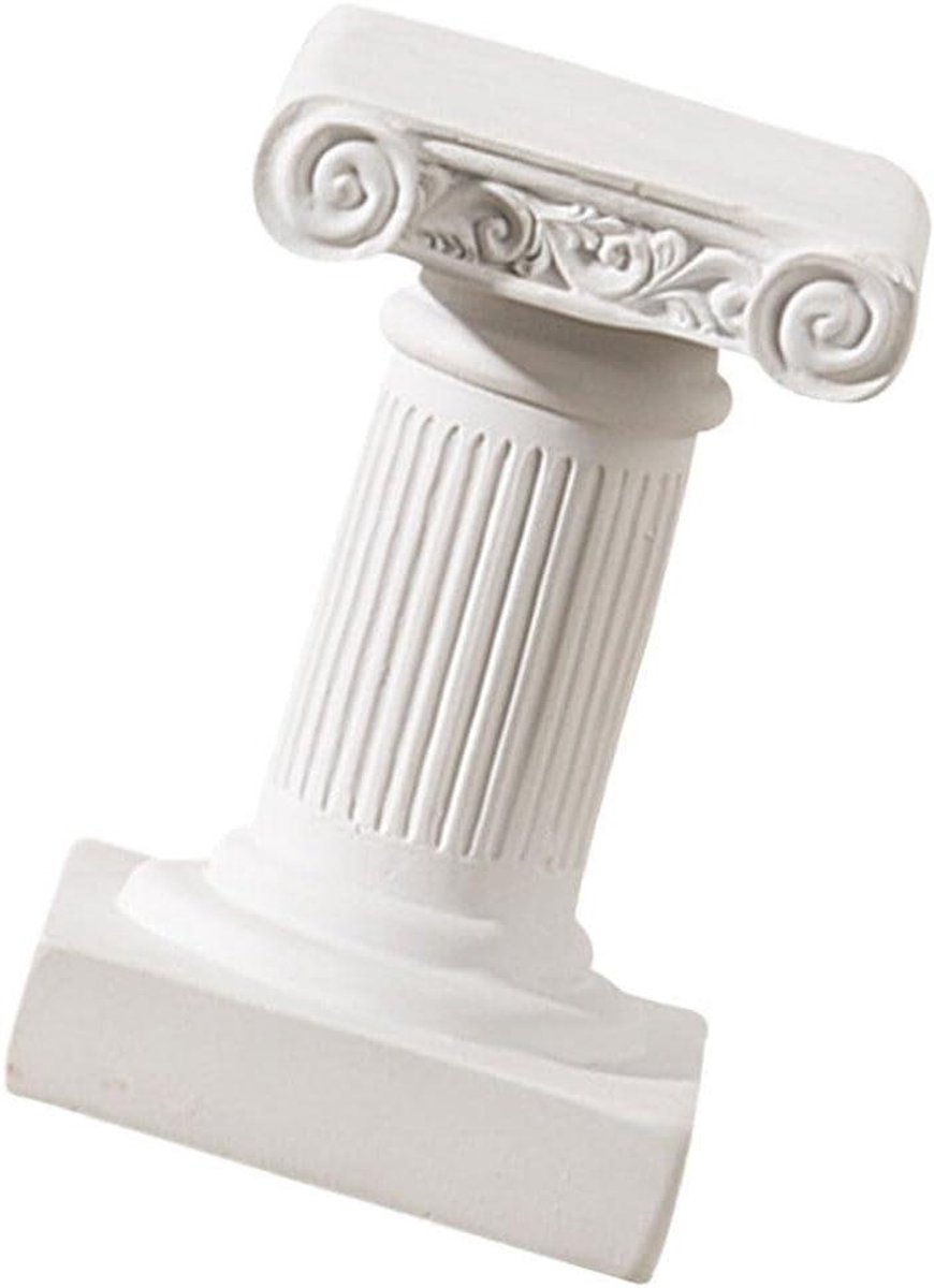 Mini Romeinse Zuil - Decoratieve Pilaar - Huis Decoratie - Klassiek Grieks Design - 11.5 cm Hoog - Wit