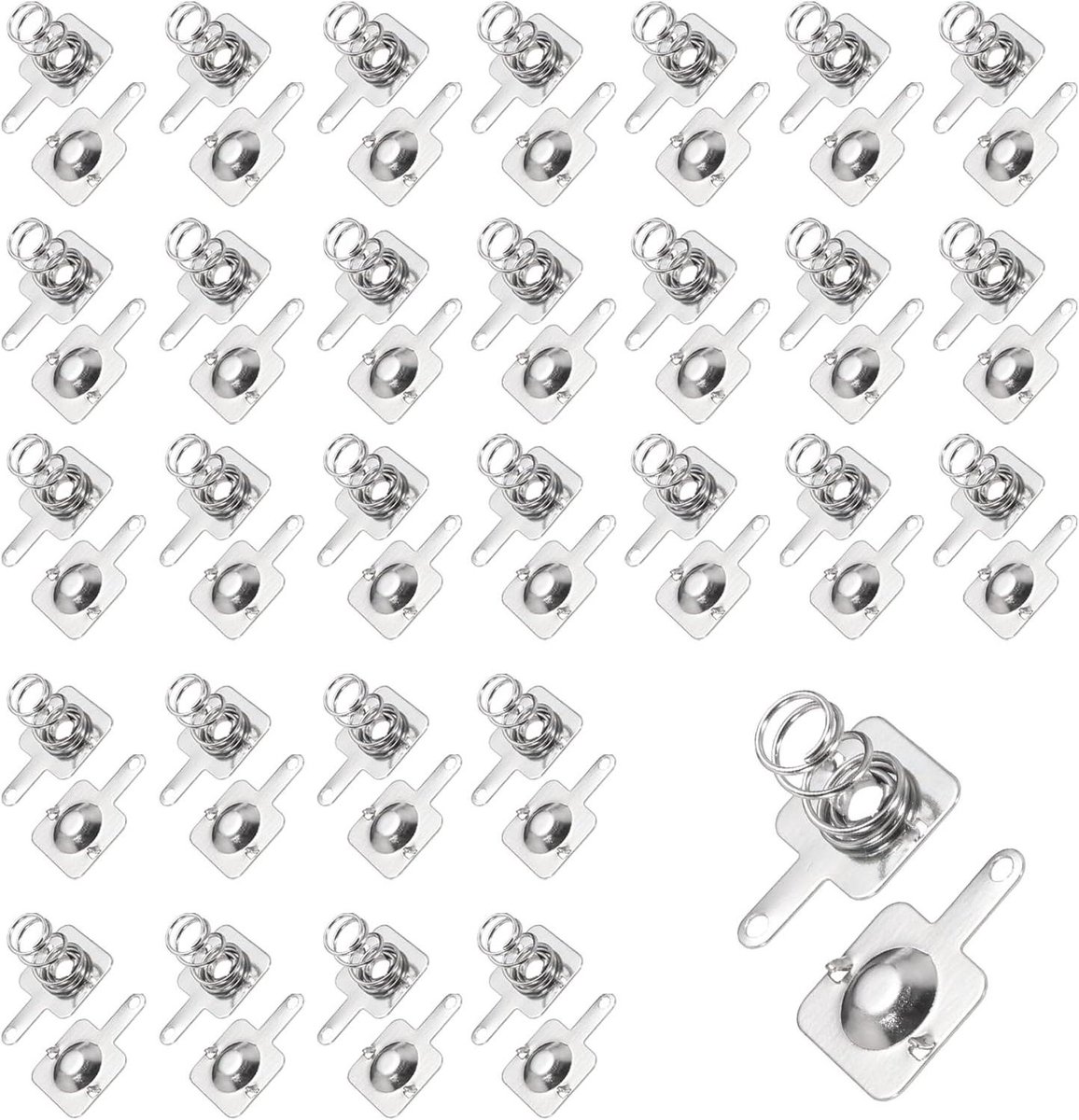 Batterij Contactplaten - Veer Plaatjes - Apparaten Repareren - Veerbelast Contact - 10x9 mm 30 Sets - Metaal