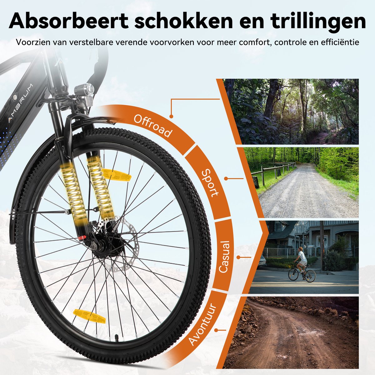 HILAND Matawak elektrische stadsfiets - 26 inch - 250W motor - 60km actieradius - 36V 10.4Ah accu - Shimano 7-versnellingen - Unisex - Zwart thumbnail 4