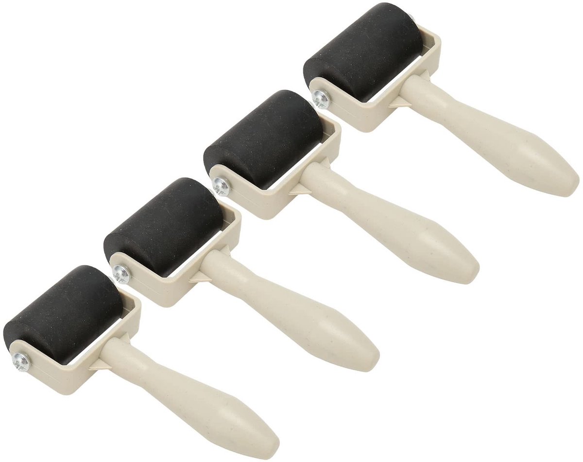 SMOAKEZ- Rubberen Rollers Flexibel - Verfkwast/Brayer - Antislip Handvat - 4 Stuks - 20 x 10 x 3 cm - Voor Schilderen/Printen - Verfroller
