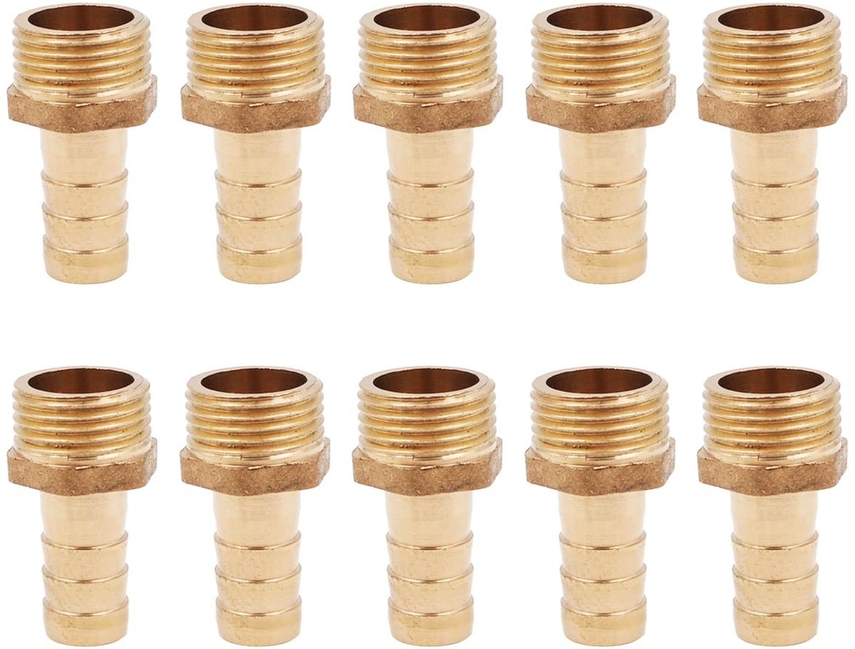 SMOAKEZ - Slang Pijp Tap Connector - Messing Nozzle Adapter - 10Pcs - 3/8 10mm - Voor Vijver en Pool - Tuin en Zwembad Toepassingen