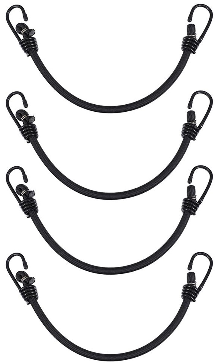 LIVIA HOME- Spanbanden 4 Stuks - Elastische Bevestiging - Duurzaam Polyester - Lichtgewicht - Geschikt voor Outdoor - Met Haken - Bungee Cord