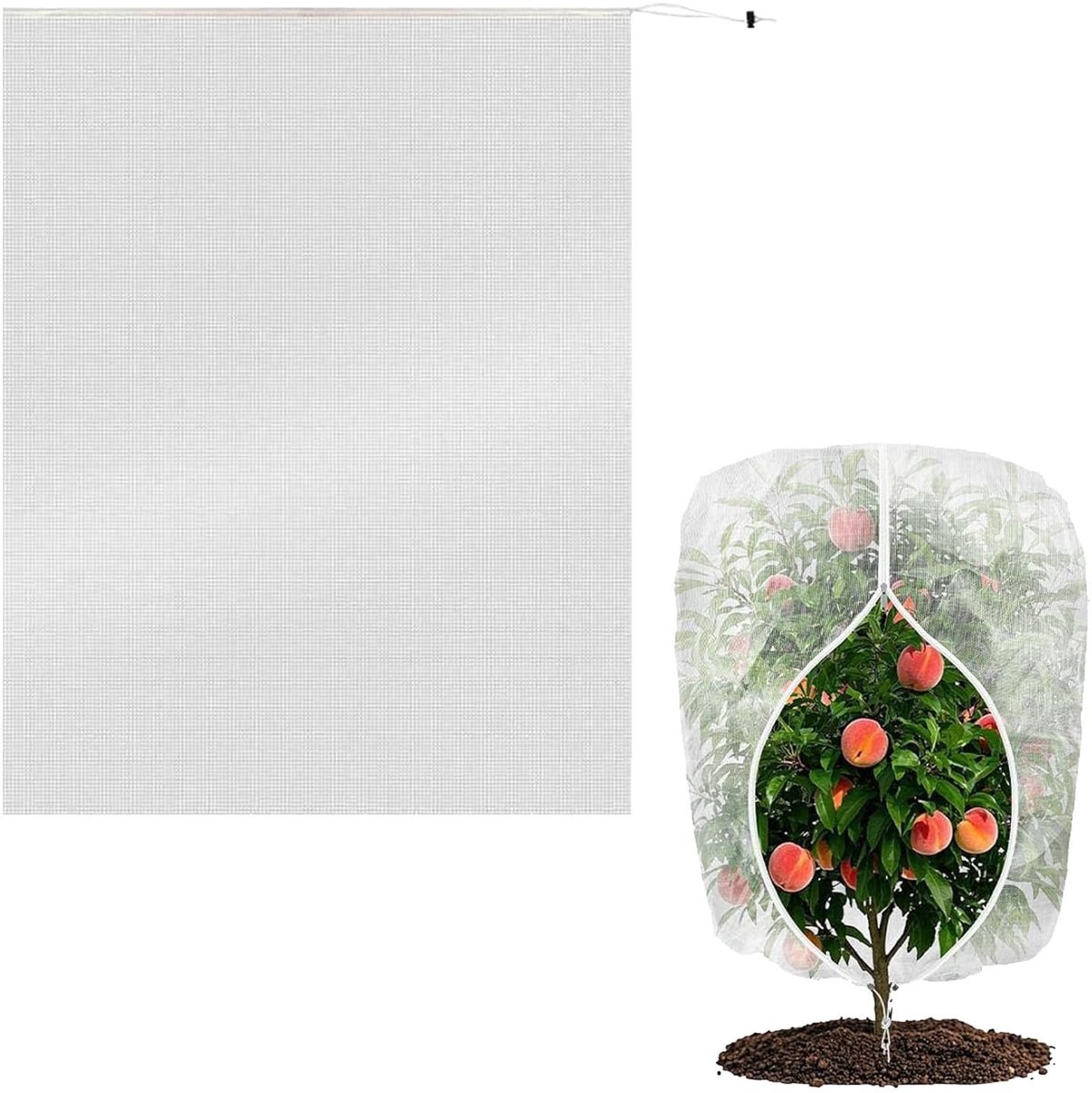 LIVIA HOME- Insectennet 2.4m x 2m - Fijnmazig Anti-Insect Net - UV-Bestendig Tuinnet - Rits/Trekkoord - Bescherming voor Planten