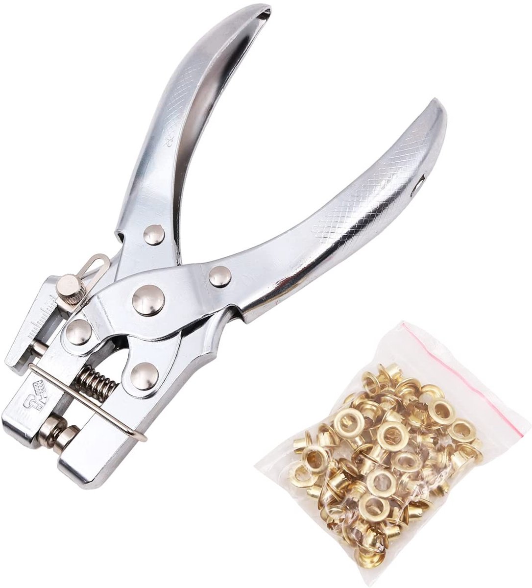LIVIA HOME- Gaatjestang 5 mm - Ponstang - Gaatjestang voor papier - Gaatjestang voor leder - Klinknageltang - Set met metalen ogen - Oogjespers