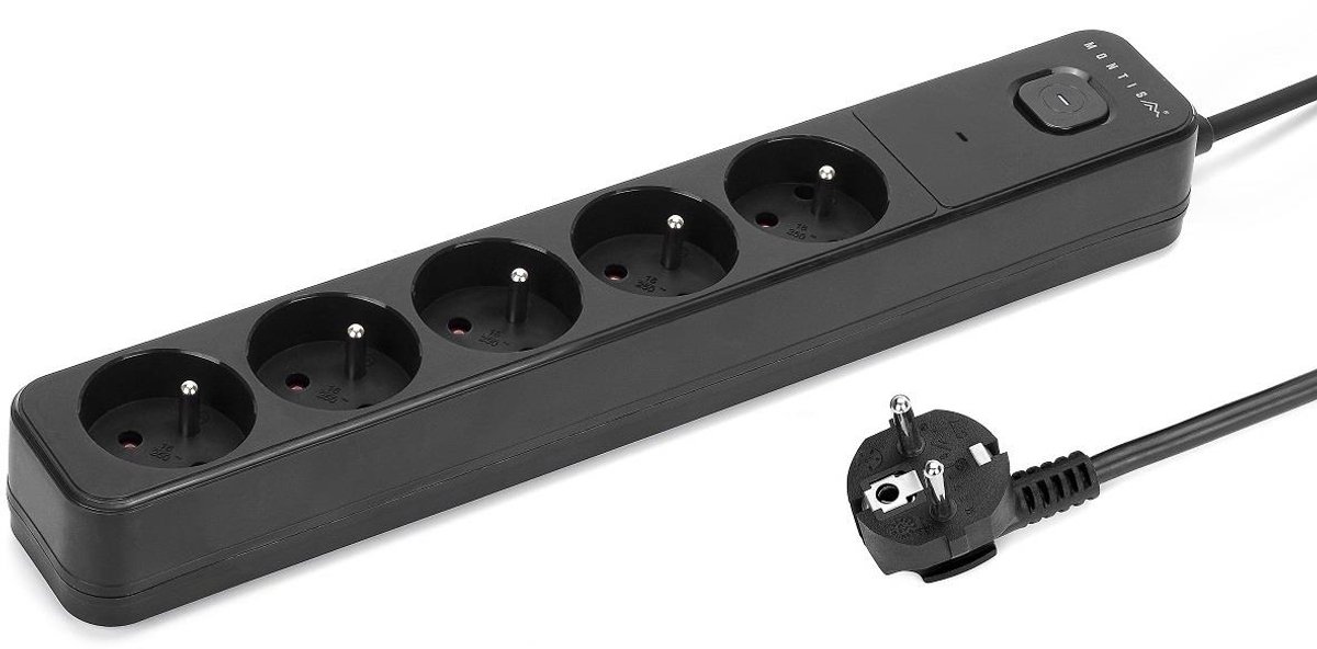 Montis Stekkerstrip Mt187-Bk-5 5M 5-Stopcontacten Voor Computer Tv