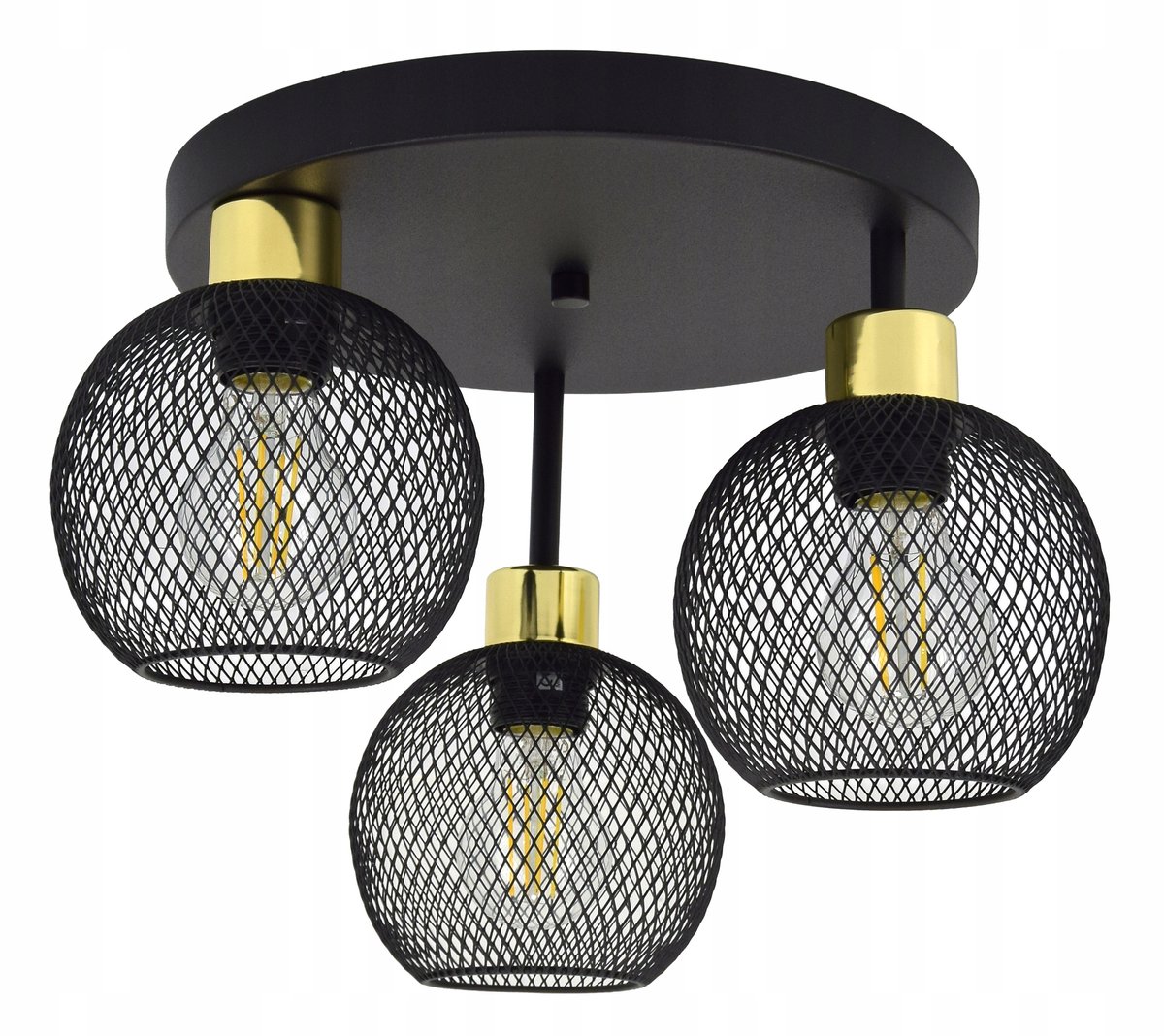 Moderne Loft Lamp 3-lichts Zwart Mat Goud E27 Plafond Hanglamp