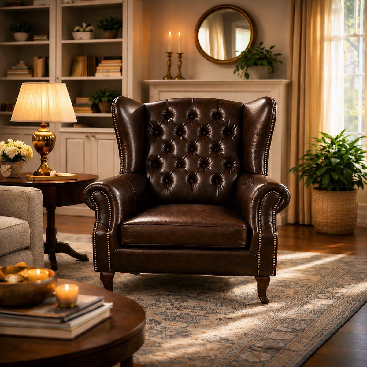 Chesterfield Fauteuil - Mokka Donker Bruin - Leer - Stoel Chesterfield - Chesterfield Meubel