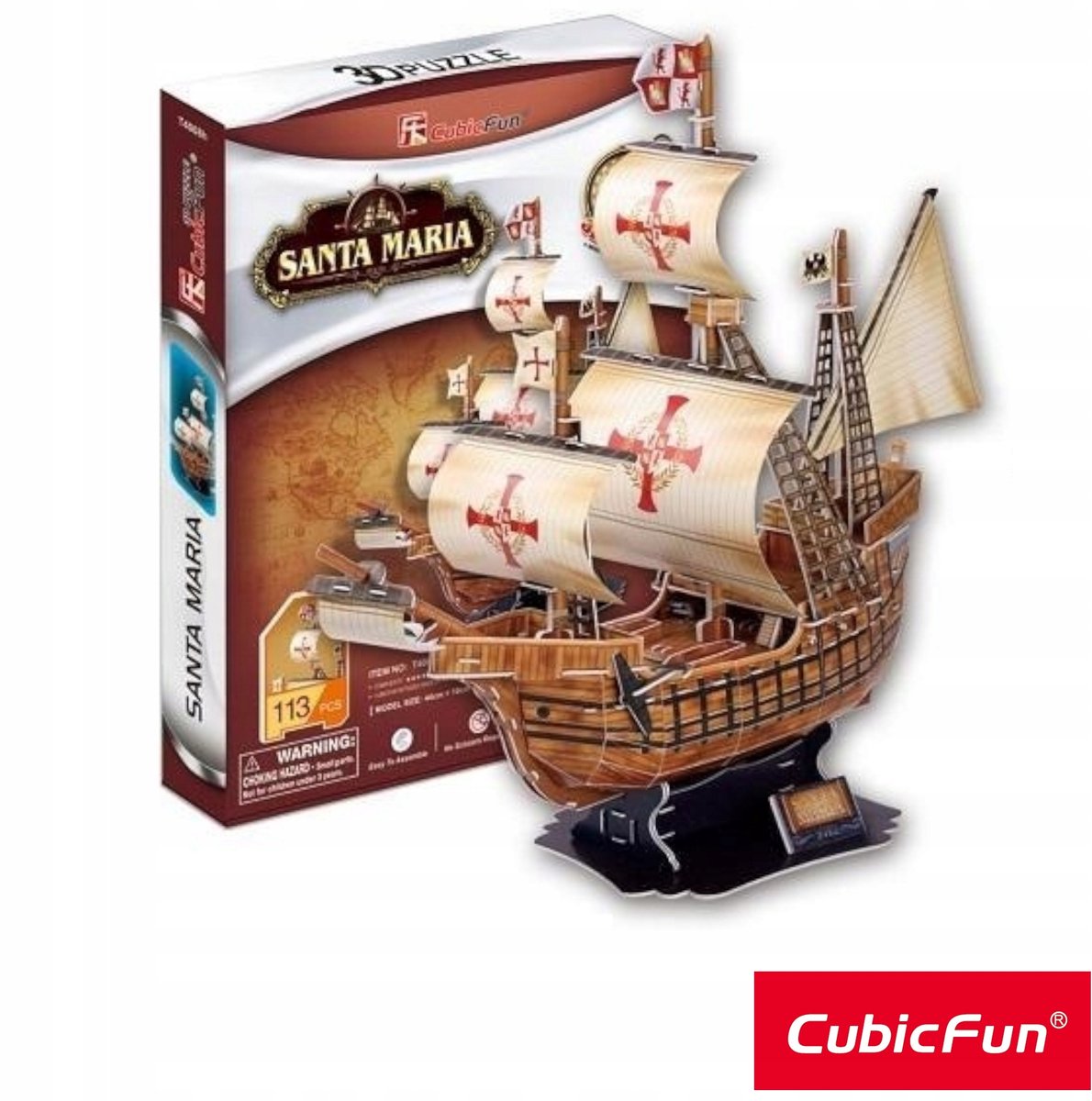CubicFun 3D Puzzel Zeilboot Santa Maria - 113 Delen
