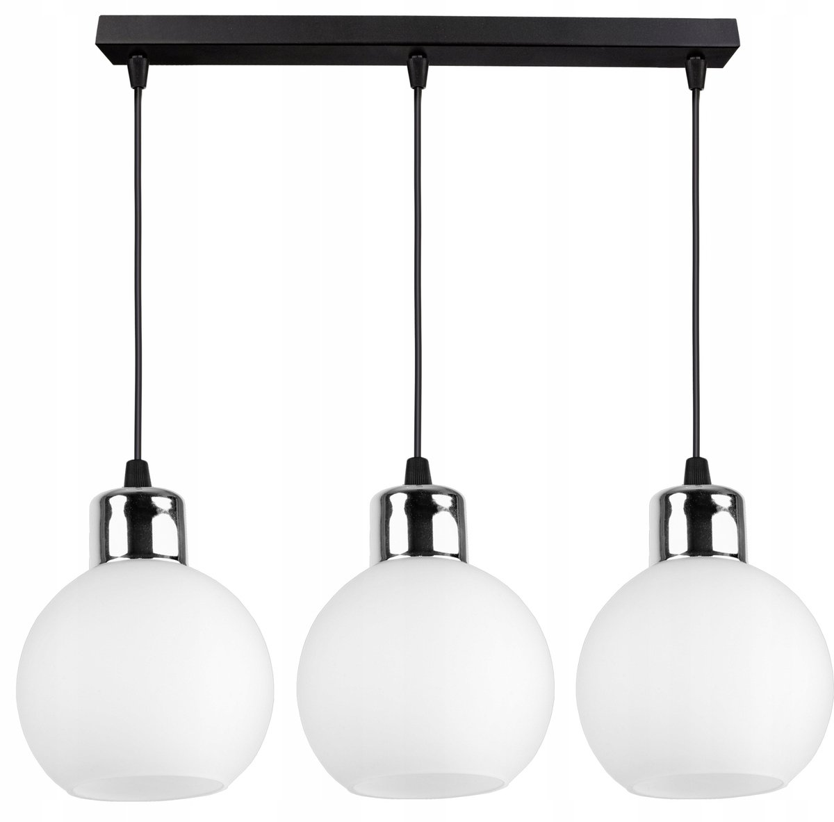 Moderne Glazen Hanglamp Zwart Chroom 3x E27